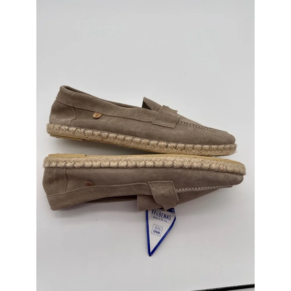 Verbenas Clara Taupe Suede Espadrille Loafers Made in Spain Womens Size 8 New